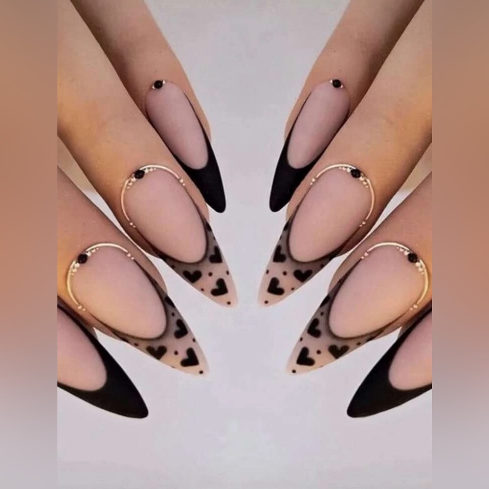 Classic black French tip press on nails